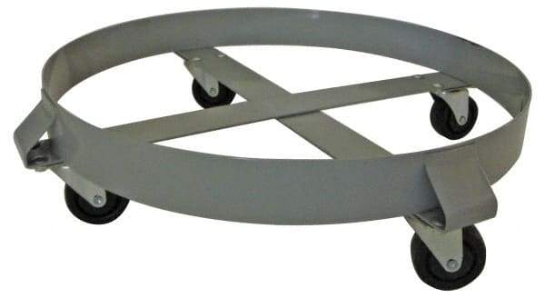 PRO-SOURCE - 1,000 Lb Load Capacity, 30 Gal Drum Dolly - 6-1/2" High, 4 Wheels - Apex Tool & Supply