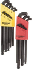 Bondhus - 22 Piece L-Key Ball End Hex Key Set - Hex Range 0.05 to 3/8", Protanium Up to reg/ Over Steel - Apex Tool & Supply
