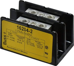 Cooper Bussmann - 2 Poles, 175 Amp, 2/0-8 AWG (Cu/Al) Primary, 2/0-8 AWG (Cu/Al) Secondary, Thermoplastic Power Distribution Block - 600 VAC/VDC, 1 Primary Connection, 3.58 Inch Long x 3.32 Inch Deep x 4 Inch High - Apex Tool & Supply