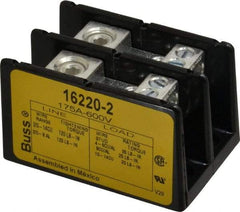 Cooper Bussmann - 2 Poles, 175 Amp, 8-2/0 AWG (Al), 14-2/0 AWG (Cu) Primary, 4-14 AWG (Cu), 4-8 AWG (Al) Secondary, Thermoplastic Power Distribution Block - 600 VAC/VDC, 1 Primary Connection, 3.58 Inch Long x 3.32 Inch Deep x 4 Inch High - Apex Tool & Supply