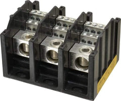 Cooper Bussmann - 3 Poles, 310 Amp, 350 kcmil-6 AWG (Cu/Al) Primary, 4-12 AWG (Al), 4-14 AWG (Cu) Secondary, Thermoplastic Power Distribution Block - 600 VAC/VDC, 1 Primary Connection, 5.2 Inch Long x 3.32 Inch Deep x 4 Inch High - Apex Tool & Supply