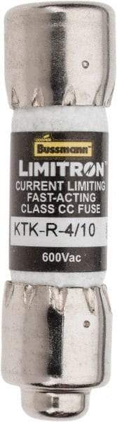 Cooper Bussmann - 600 VAC, 0.4 Amp, Fast-Acting General Purpose Fuse - Fuse Holder Mount, 1-1/2" OAL, 200 at AC (RMS) kA Rating, 13/32" Diam - Apex Tool & Supply