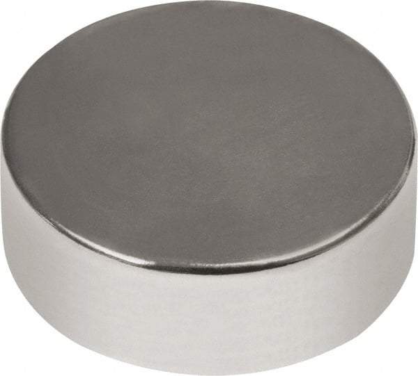 Mag-Mate - 3/4" Diam x 1/4" High Neodymium Rare Earth Magnet - 10.7 Lb Max Capacity, 180°F Max, Nickel Plated - Apex Tool & Supply