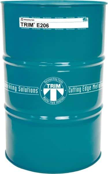 Master Fluid Solutions - TRIM E206, 54 Gal Drum Cutting & Grinding Fluid - Water Soluble, For Gear Hobbing, Heavy-Duty Broaching, High Speed Turning - Apex Tool & Supply