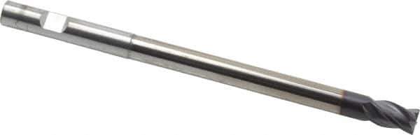 Niagara Cutter - 3/8", 4 Flute, Single End, Solid Carbide, 0.02" Corner Radius End Mill - 6" OAL, Right Hand Flute, 1/2" LOC, Right Hand Cut, 4-1/8" Extended Reach - Apex Tool & Supply