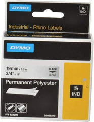 Dymo - 216" Long, Clear Permanent Polyester Tape Permanent Polyester Tape - For RHINO 5000, 5200, 6000, 6500 - Apex Tool & Supply