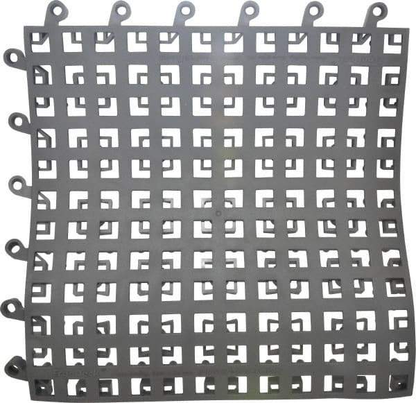 Wearwell - 18" Long x 18" Wide x 7/8" Thick, Anti-Fatigue Modular Matting Soft Open Grid - Male & Female, 4 Interlocking Sides, Charcoal, For Dry & Wet Areas, Series 564 - Apex Tool & Supply