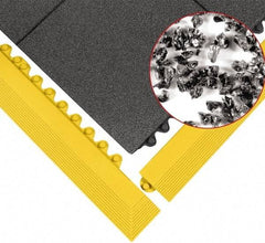 Wearwell - 3' Long x 3' Wide x 5/8" Thick, Anti-Fatigue Modular Matting Tiles - Male & Female, 4 Interlocking Sides, Black, For Dry & Wet Areas, Series 574 - Apex Tool & Supply