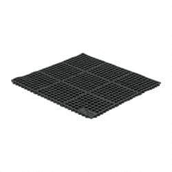 Wearwell - 3' Long x 3' Wide x 5/8" Thick, Anti-Fatigue Modular Matting Tiles - Black, For Dry & Wet Areas, Series 572 - Apex Tool & Supply