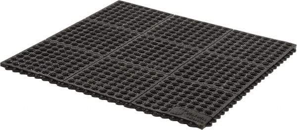 Wearwell - 3' Long x 3' Wide x 5/8" Thick, Anti-Fatigue Modular Matting Tiles - Black, For Dry & Wet Areas, Series 576 - Apex Tool & Supply