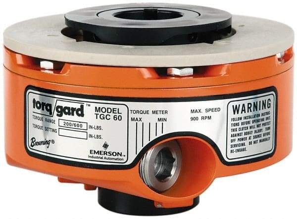 Browning - 900 RPM Max, 3.5" OAL, Torque Overload Device Clutch - 1-1/4" Max Bore Diam, 200 to 600 In/Lb. Torque - Apex Tool & Supply