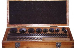 Value Collection - 18 Piece, 1/8 to 3/8" Keyway Width, Style B & C Keyway Broach Set - Bright Finish High Speed Steel Broach, Collared Bushing, 9/16 to 1-9/16" Bushing Diam - Apex Tool & Supply