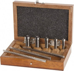 Value Collection - 8 Piece, 1/16 to 1/8" Keyway Width, Style A Keyway Broach Set - Bright Finish High Speed Steel Broach, Collared Bushing, 1/4 to 1/2" Bushing Diam - Apex Tool & Supply
