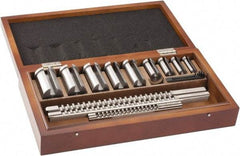 Value Collection - 18 Piece, 1/8 to 3/8" Keyway Width, Style B & C Keyway Broach Set - Bright Finish High Speed Steel Broach, Collared Bushing, 1/2 to 1-1/2" Bushing Diam - Apex Tool & Supply