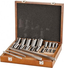 Value Collection - 27 Piece, 1/8 to 3/8" Keyway Width, Style B & C Keyway Broach Set - Bright Finish High Speed Steel Broach, Collared Bushing, 1/2 to 1-9/16" Bushing Diam - Apex Tool & Supply