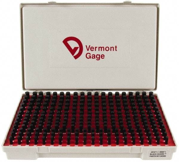 Vermont Gage - 250 Piece, 0.251-0.5 Inch Diameter Plug and Pin Gage Set - Plus 0.0002 Inch Tolerance, Class ZZ - Apex Tool & Supply