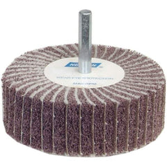 Norton - 2" Diam x 1" Face Width, Medium Ceramic Alumina Nonwoven & Coated Mounted Flap Wheel - 1/4" Shank Mount, 60 Grit, Interleaf, 12,000 Max RPM - Apex Tool & Supply