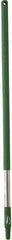 Vikan - 39-1/2 x 1-1/4" Stainless Steel Squeegee Handle - European Threaded Connection, Green - Apex Tool & Supply