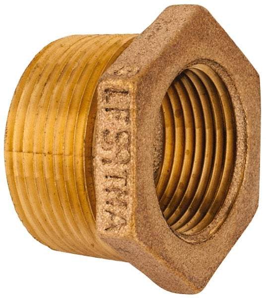 Merit Brass - Class 125, 1-1/4 x 1" Internal Pipe, Lead Free Brass Hex Bushing - MNPT x FNPT - Apex Tool & Supply