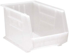 Quantum Storage - 75 Lb. Load Capacity, 18" Deep, Clear Polypropylene Hopper Stacking Bin - 10" High x 11" Wide x 18" Long - Apex Tool & Supply