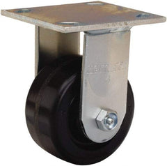 Hamilton - 4" Diam x 2" Wide x 5-5/8" OAH Top Plate Mount Rigid Caster - Phenolic, 800 Lb Capacity, Straight Roller Bearing, 4 x 4-1/2" Plate - Apex Tool & Supply