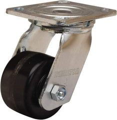 Hamilton - 3-1/4" Diam x 2" Wide x 5-1/4" OAH Top Plate Mount Swivel Caster - Phenolic, 700 Lb Capacity, Straight Roller Bearing, 4 x 4-1/2" Plate - Apex Tool & Supply