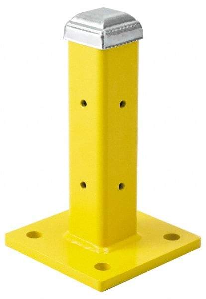 Steel King - Single 12 Inch High Corner and Center Steel Guard Rail Mount Post - Yellow, For Use with Steel King Railing - Apex Tool & Supply
