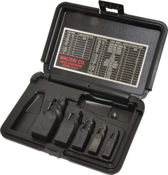 Walton - 5 Piece Spiral Flute Screw Extractor Set - #1 to #5 Size Range - Apex Tool & Supply
