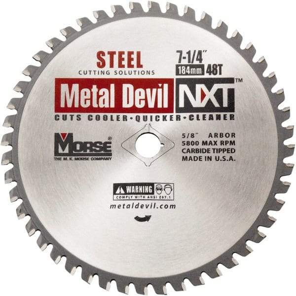 M.K. MORSE - 7-1/4" Diam, 5/8" Arbor Hole Diam, 48 Tooth Wet & Dry Cut Saw Blade - Steel, Diamond Arbor - Apex Tool & Supply