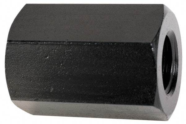 TE-CO - M24x3.00 Metric Coarse, 64mm OAL Steel Standard Coupling Nut - Black Oxide Coated, 38mm Width Across Flats - Apex Tool & Supply