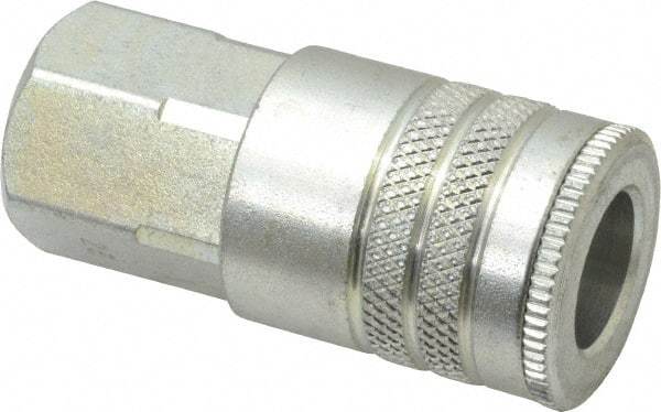 Parker - 3/8-18 Female NPTF Industrial Pneumatic Hose Coupler - Steel, 3/8" Body Diam - Apex Tool & Supply