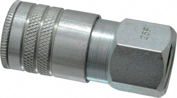 Parker - 1/2-14 Female NPTF Industrial Pneumatic Hose Coupler - Steel, 3/8" Body Diam - Apex Tool & Supply