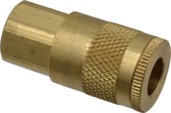 Parker - 1/8-27 Female NPTF Tru-Flate Automotive Pneumatic Hose Coupler - Brass, 1/4" Body Diam - Apex Tool & Supply