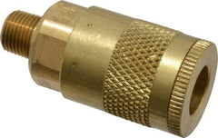 Parker - 1/8-27 Male NPTF Tru-Flate Automotive Pneumatic Hose Coupler - Brass, 1/4" Body Diam - Apex Tool & Supply