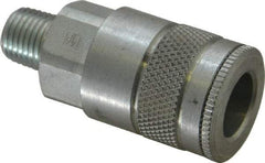 Parker - 1/4-18 Male NPTF Tru-Flate Automotive Pneumatic Hose Coupler - Steel, 3/8" Body Diam - Apex Tool & Supply
