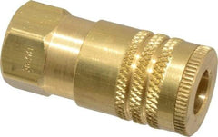 Parker - 3/8-18 Female NPTF ARO Pneumatic Hose Coupler - Brass, 1/4" Body Diam - Apex Tool & Supply
