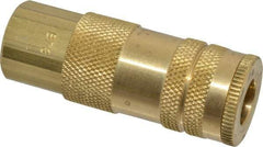 Parker - 1/4-18 Female NPTF Lincoln Long Stem Pneumatic Hose Coupler - Brass, 1/4" Body Diam - Apex Tool & Supply