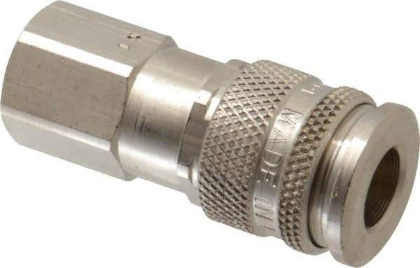Parker - 3/8-18 Female NPSF European High Flow Pneumatic Hose Coupler - Brass, 1/4" Body Diam - Apex Tool & Supply