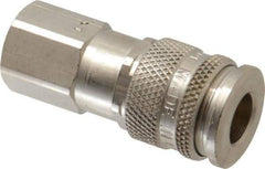 Parker - 3/8-18 Female NPSF European High Flow Pneumatic Hose Coupler - Brass, 1/4" Body Diam - Apex Tool & Supply