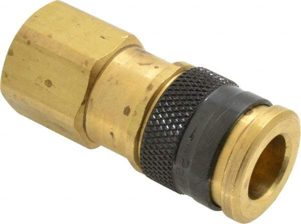 Parker - 1/2-14 Female NPTF Industrial Pneumatic Hose Coupler - Brass, 3/8" Body Diam - Apex Tool & Supply