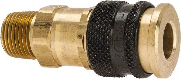 Parker - 3/8-18 Male NPTF Industrial Pneumatic Hose Coupler - Brass, 1/4" Body Diam - Apex Tool & Supply