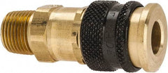 Parker - 3/8-18 Male NPTF Industrial Pneumatic Hose Coupler - Brass, 1/4" Body Diam - Apex Tool & Supply