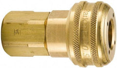 Parker - 1/2-14 Female NPTF Industrial Pneumatic Hose Coupler - Brass, 3/4" Body Diam - Apex Tool & Supply