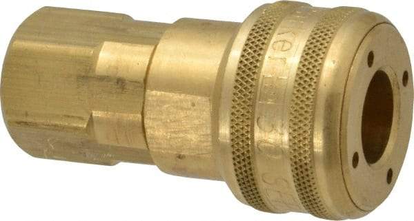 Parker - 3/8-18 Female NPTF Industrial Pneumatic Hose Coupler - Brass, 1/2" Body Diam - Apex Tool & Supply