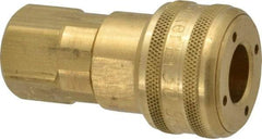 Parker - 3/8-18 Female NPTF Industrial Pneumatic Hose Coupler - Brass, 1/2" Body Diam - Apex Tool & Supply
