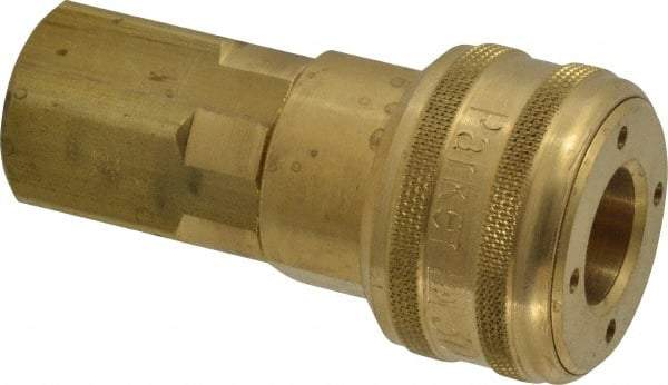 Parker - 1/2-14 Female NPTF Industrial Pneumatic Hose Coupler - Brass, 1/2" Body Diam - Apex Tool & Supply
