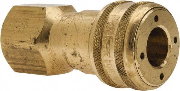 Parker - 3/4-14 Female NPTF Industrial Pneumatic Hose Coupler - Brass, 1/2" Body Diam - Apex Tool & Supply