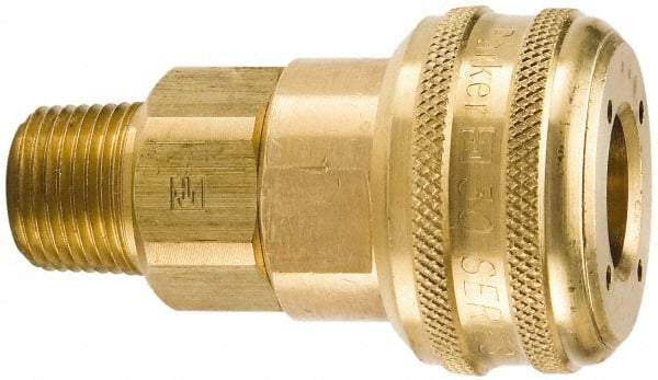 Parker - 1/2-14 Male NPT Industrial Pneumatic Hose Coupler - Brass, 3/4" Body Diam - Apex Tool & Supply