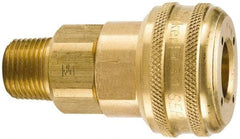 Parker - 1/2-14 Male NPT Industrial Pneumatic Hose Coupler - Brass, 3/4" Body Diam - Apex Tool & Supply