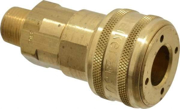 Parker - 3/8-18 Male NPT Industrial Pneumatic Hose Coupler - Brass, 1/2" Body Diam - Apex Tool & Supply